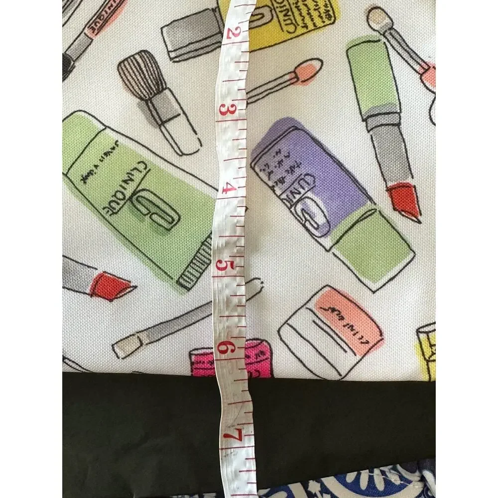 Clinique Makeup Cosmetics Makeup Theme Pouch Womens Zippered White Lined Bag New